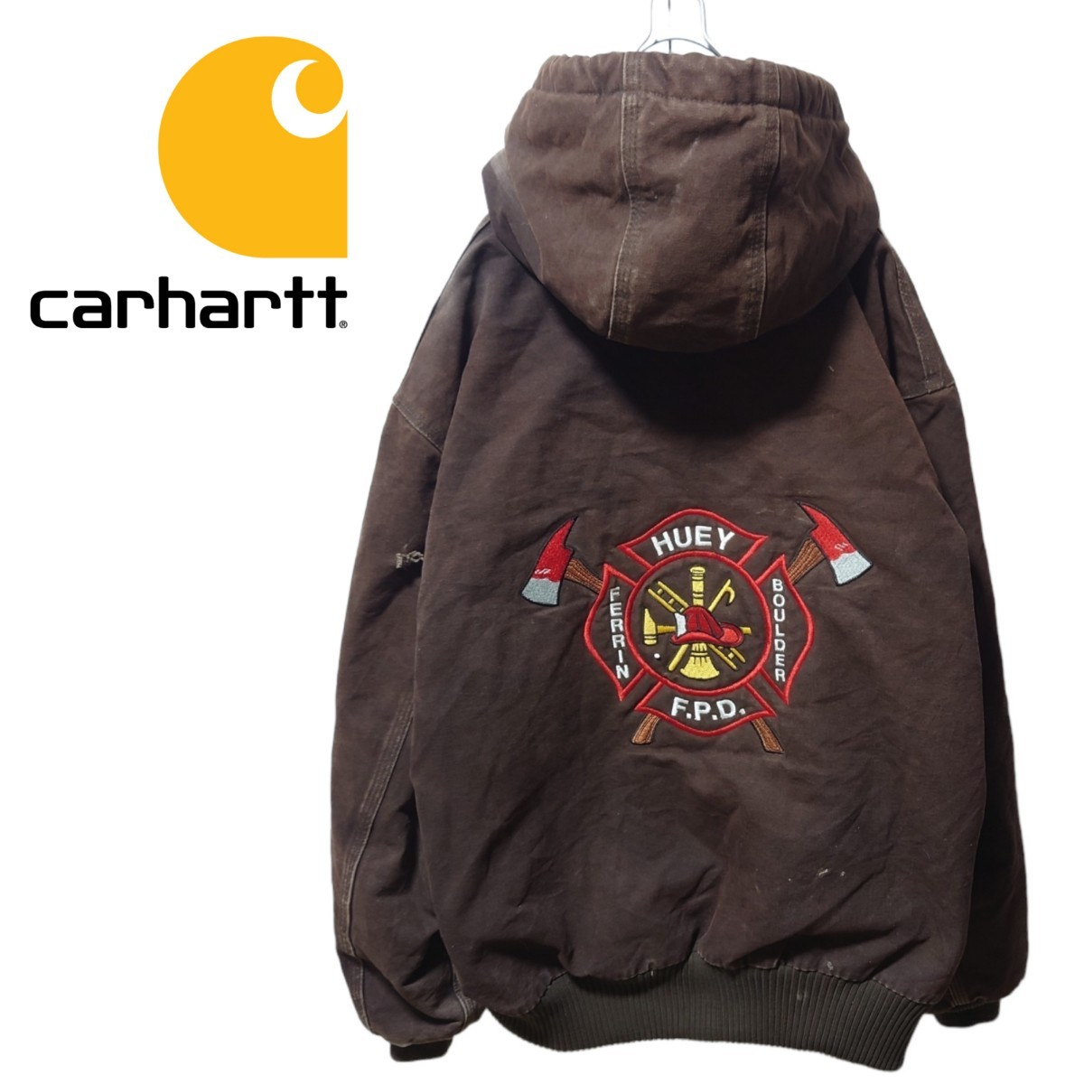 Carhartt】ロゴ刺繍 ダック アクティブジャケット 消防団 A-1156