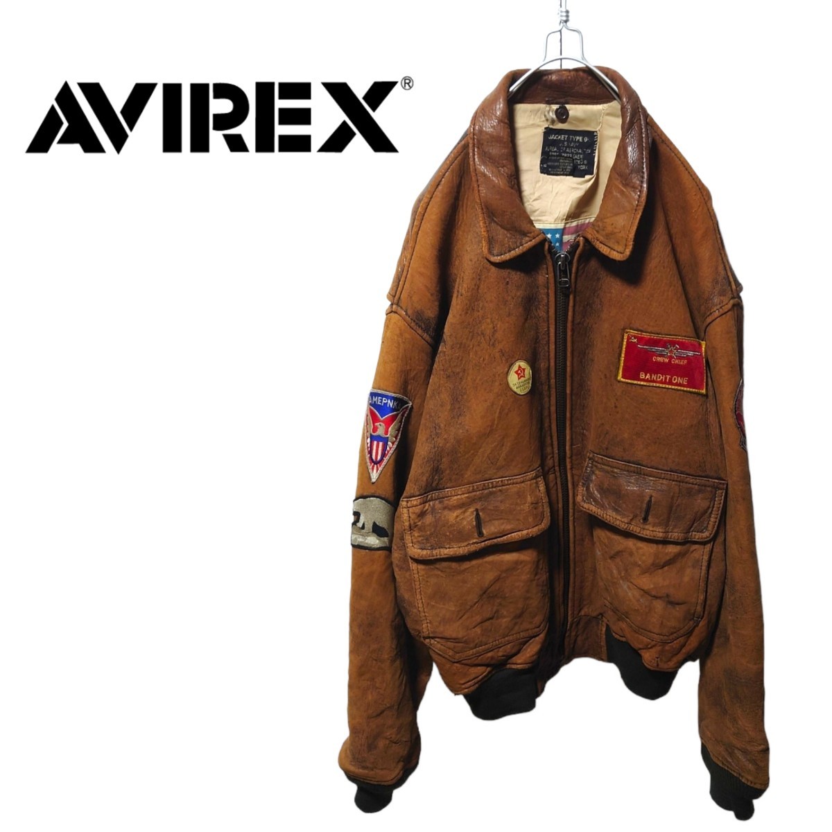 買い誠実 【AVIREX】イタリア製 A-2 S-048 フライトジャケット レザー