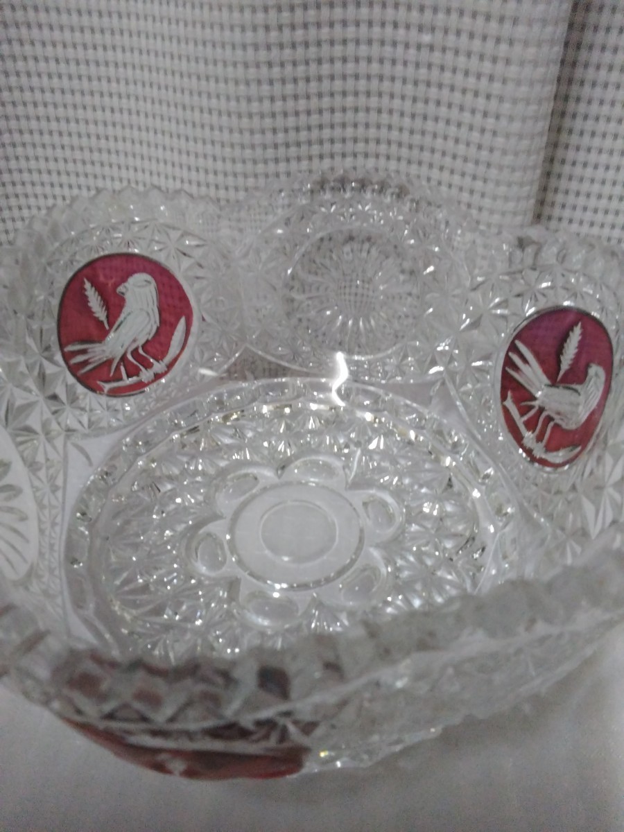 レトロ古い切子【カットガラス鉢】18.5×20.5cm　高さ9.5cm_画像7