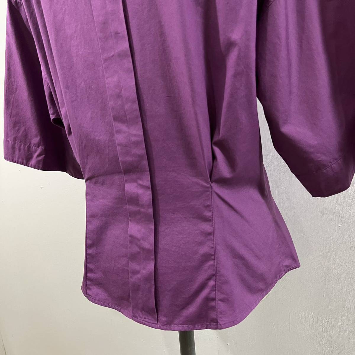 80s VINTAGE KENZO PARIS デザインシャツ 開襟シャツ オープンカラー ブラウス 日本製 コットン 紫 ケンゾー【レターパックライト郵送可】G_画像7