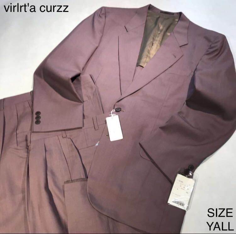 ★新品【コスパ特別】virlit‘a curzz/ソフト2ッ釦シングルスペア付きスーツ/ピンク系セットアップ/背抜き/ノーベンツ/サイズYALL/限定品！