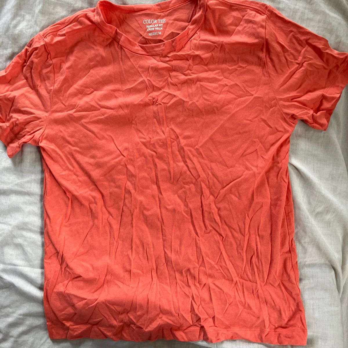 半袖シャツ　Tシャツ オレンジ　サーモンピンク　M