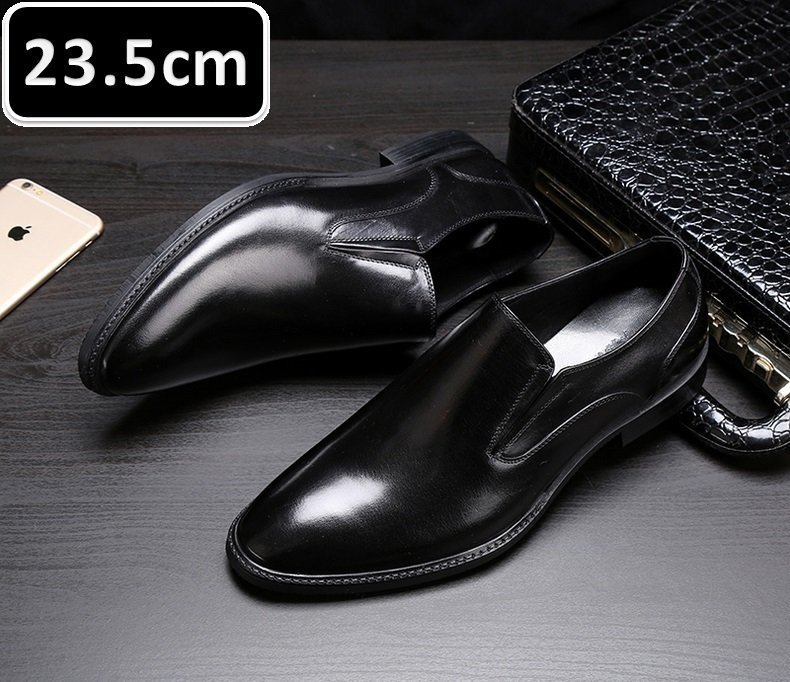 メンズ ビジネス レザー シューズ 本革 ブラック サイズ 23.5cm 革靴 靴 カジュアル 屈曲性 通勤 軽量 新品 【apa-165】