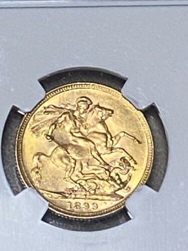 1899-Mオーストラリア1Sov一つ ソブリン金貨NGC MS 61 硬貨_画像5
