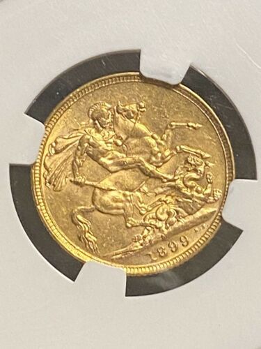 1899-Mオーストラリア1Sov一つ ソブリン金貨NGC MS 61 硬貨_画像6