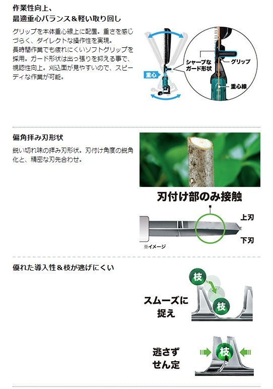 (マキタ) 充電式ヘッジトリマ 片刃式 MUH012GRDX バッテリBL4025x2個+充電器DC40RA付 刃物長850mm 40Vmax対応 makita 大型商品_画像5