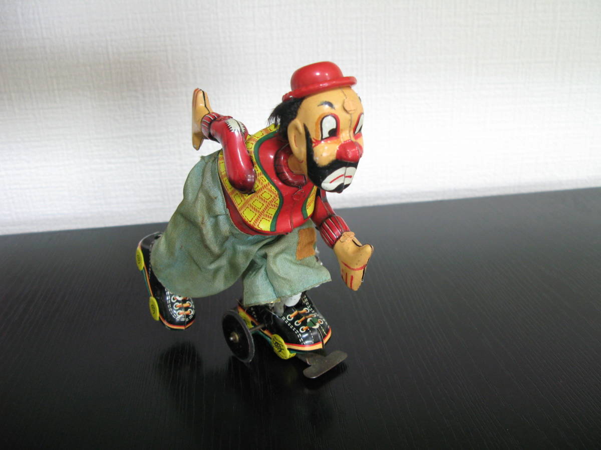 保障できる】 動作難有 CLOWN HOBO SKATER ROLLER LITHO TIN 北原照久