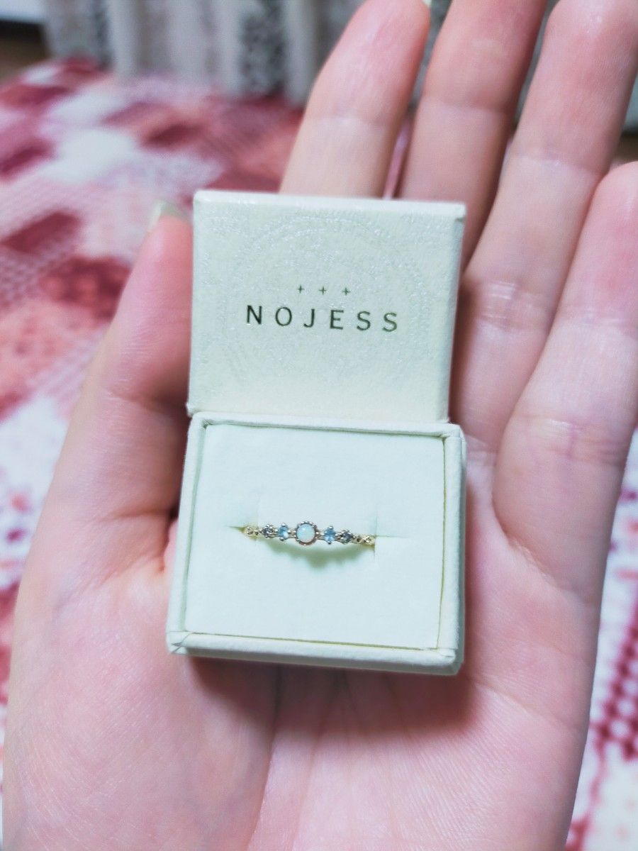 Nojess リング K10 7号 美品 ノジェス オパール ダイヤモンド アクア