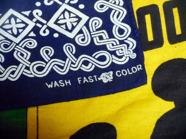 ★珍しいタイガーヘッドマーク★Made in USA製アメリカ製ビンテージWASH FAST COLORファーストカラービンテージコットンプリントバンダナ_画像2