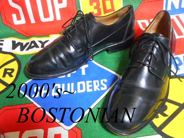 ★コンディション良好な１足★BOSTONIANボストニアンプレーントゥレザーシューズ革靴短靴黒色ブラック9M~27.5cm相当アメリカ老舗ブランド