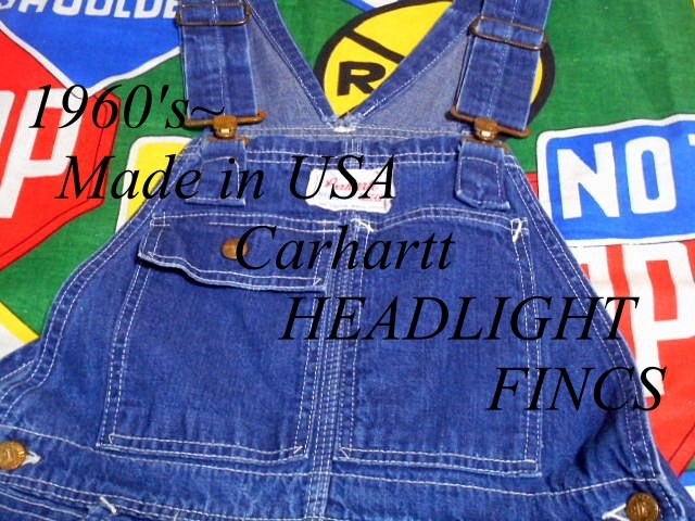 ★希少なトリプルネーム★Made in USA製アメリカ製CarharttカーハートHEADLIGHTヘッドライトFINCKフィンクス濃紺デニムサロペット60s60年代_♪1960s~ Carhartt HEADLIGHT FINCK♪