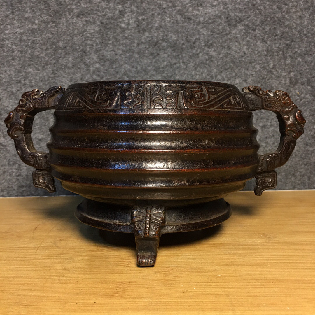 ▽鴻▽ 銅製 雙耳 三足熏香炉 置物 古賞物 中国古玩 中国古美術