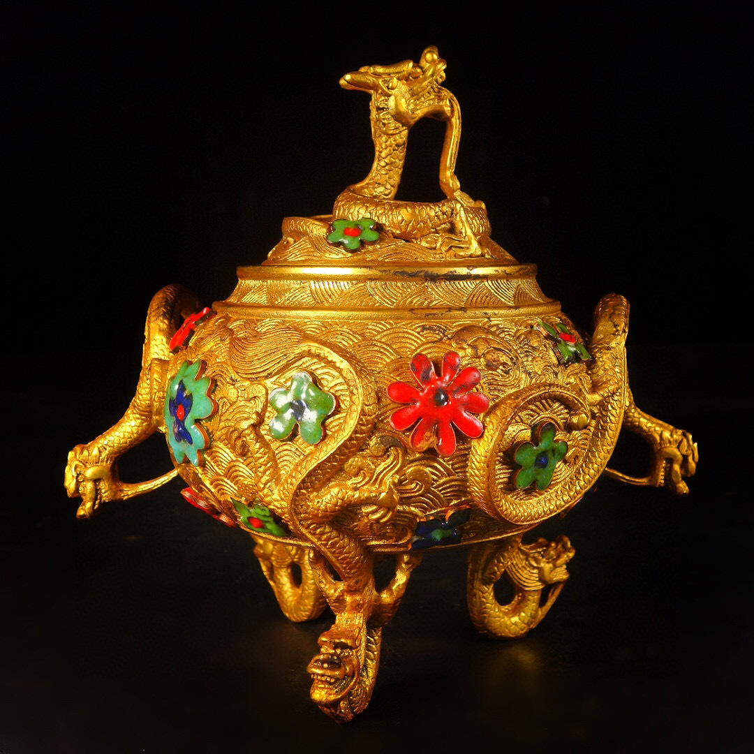 オンラインショップ 銅製 ▽鴻▽ 塗金 中国古美術 中国古玩 古賞物