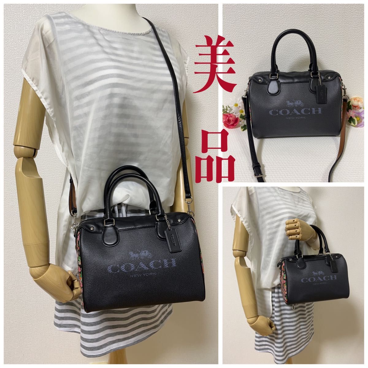 美品 COACH コーチ ショルダーバッグ 2way ハンドバッグ ミニボストン