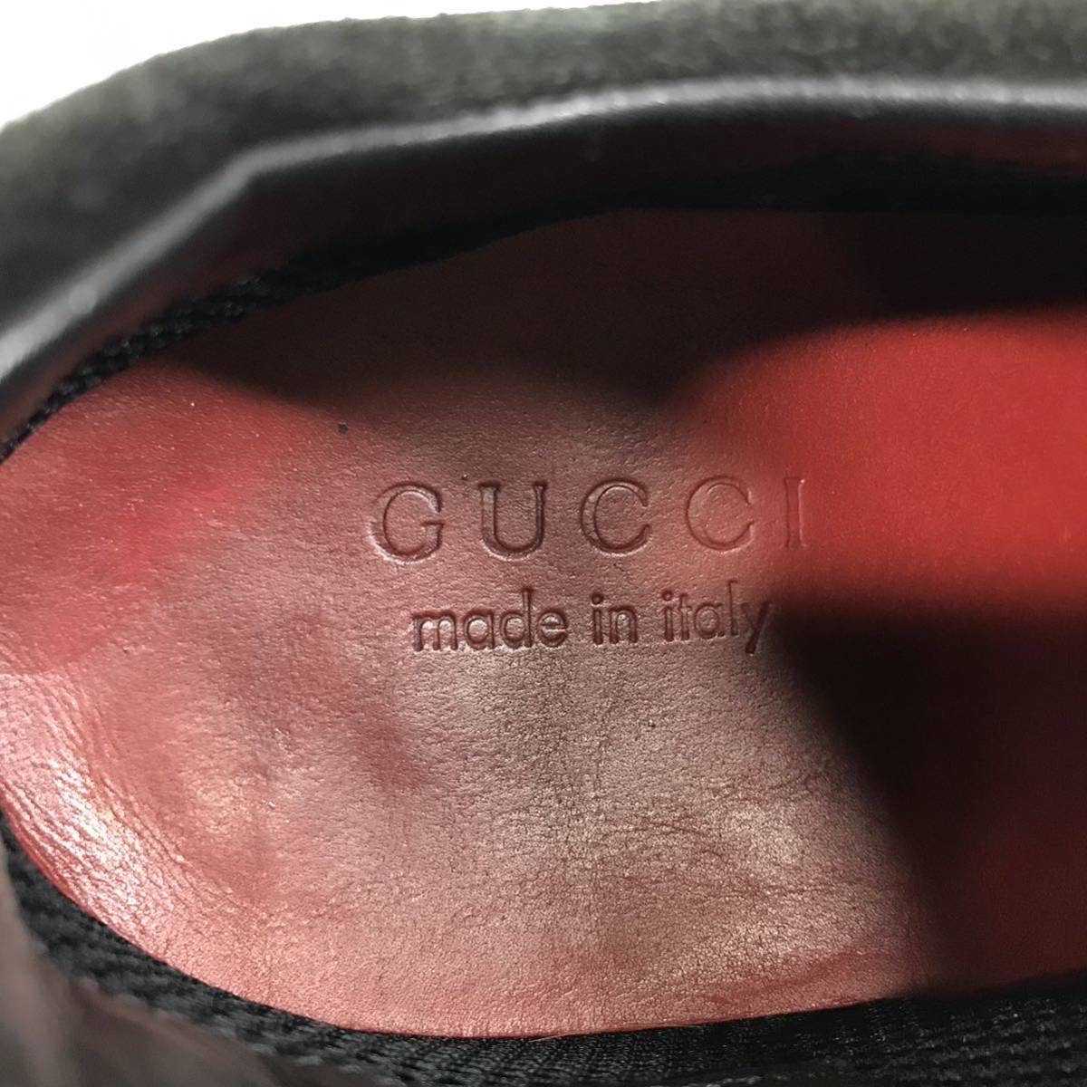 [ Gucci ] подлинный товар GUCCI обувь 24.5cm чёрный × красный спортивные туфли повседневная обувь замша × нейлон мужской мужской Италия производства 39 1/2 E