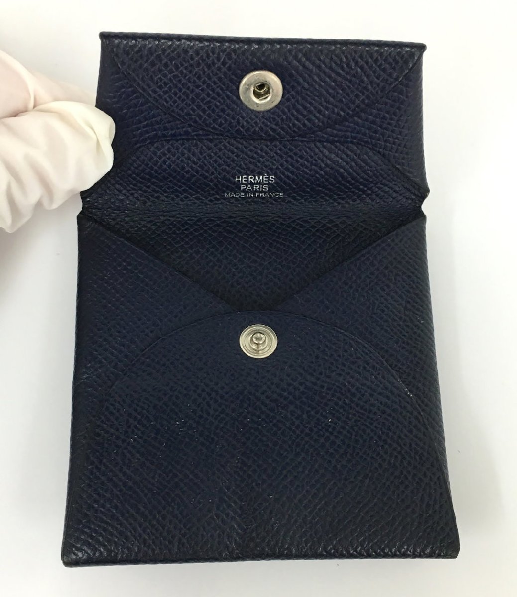 エルメス HERMES コインケース バスティア Porte-monnaie 041054CK73 Bleu Saphir フラップ 箱付き → 2308LM003_画像5