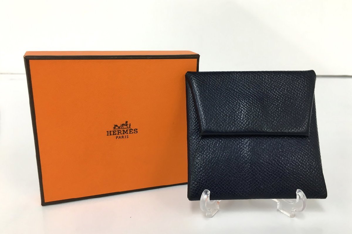 エルメス HERMES コインケース バスティア Porte-monnaie 041054CK73 Bleu Saphir フラップ 箱付き → 2308LM003_画像1