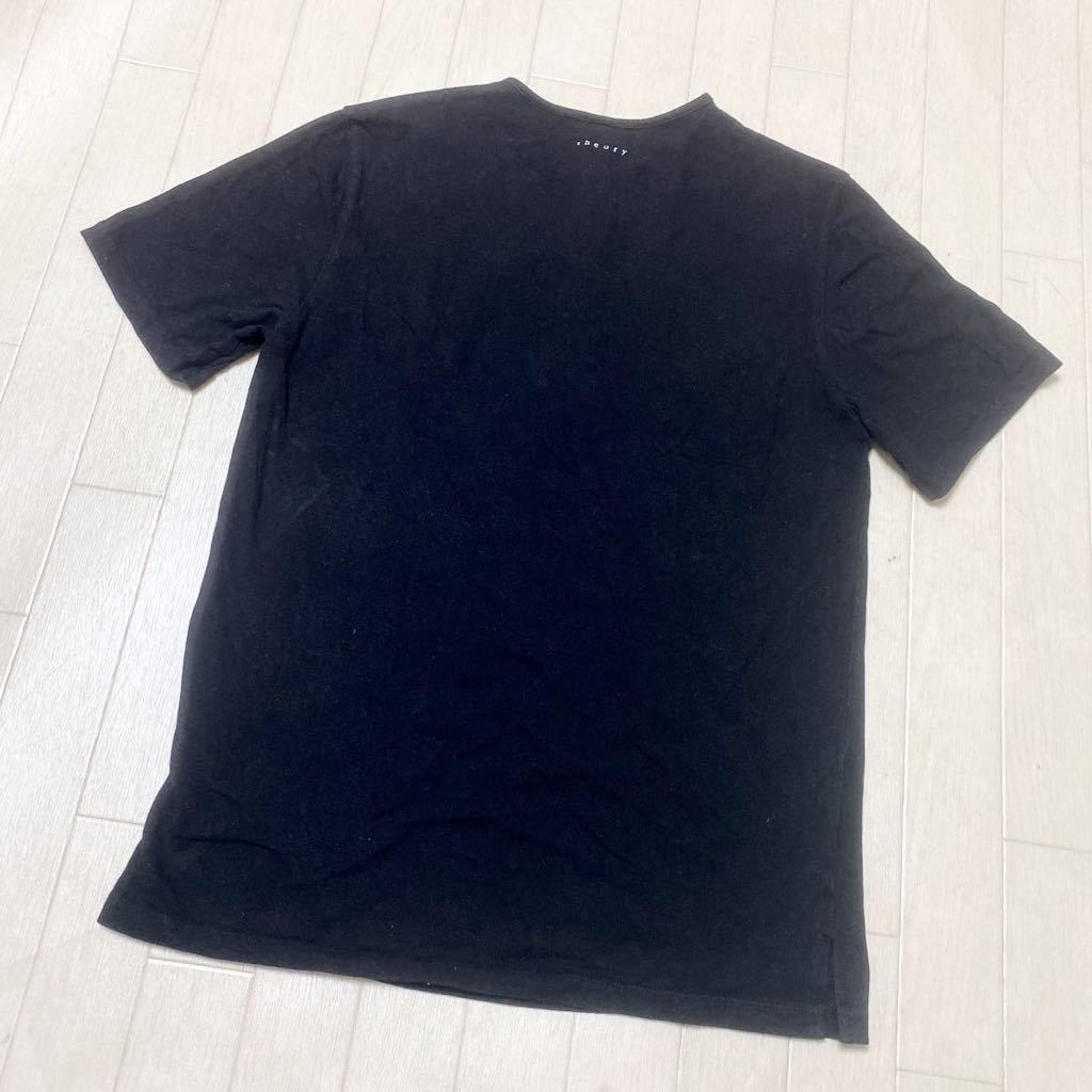 3624☆ Theory セオリー トップス 半袖Tシャツ ヘンリーネックTシャツ カジュアル メンズ 38 ブラック カジュアルの画像2