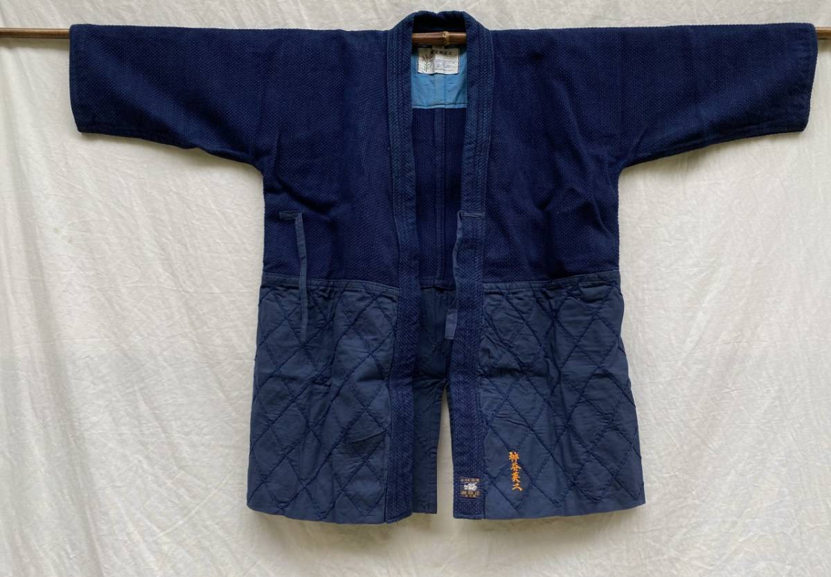 KENDO JACKET INDIGO BULE SASHIKO 剣道着 ジャケット 藍染 刺し子 切り替え JAPAN VINTAGE ジャパンヴィンテージ 登録商標 銀龍印