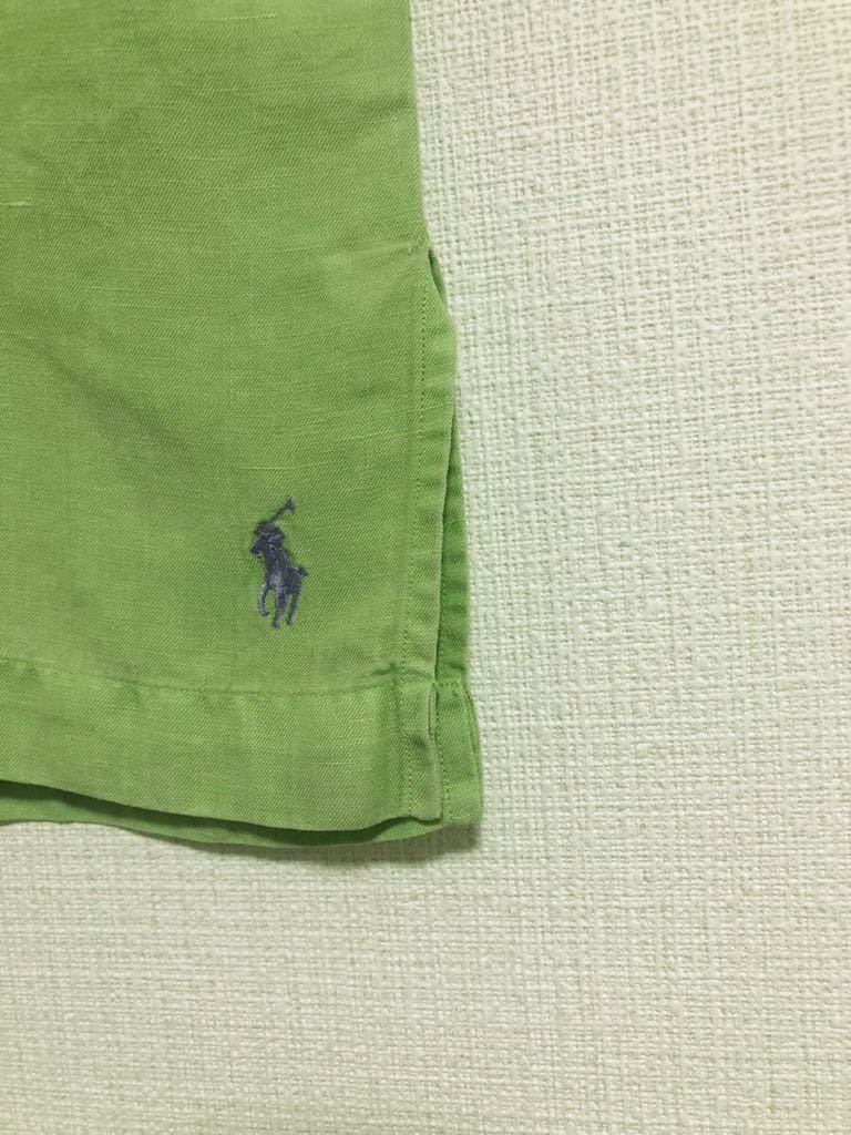 激レアカラー☆アップルグリーン 90s ポロ ラルフローレン オープンカラー 開襟 シャツ L caldwell リネン シルク polo ralph RRL camp_画像8