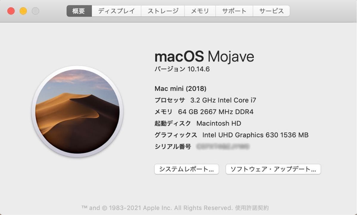 美品 Apple Mac mini 2018 3 2G 6コア i7/64GB/512GB SSD MXNG2J/A