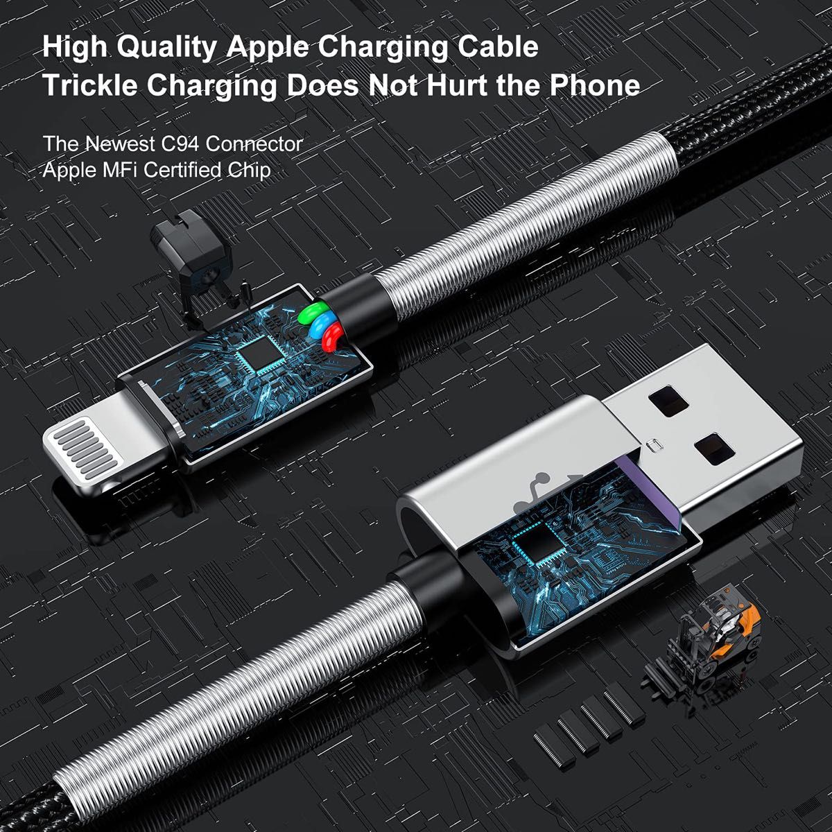 Apple iPhone 2 m高耐久スプリング保護 根元強化(2mx2本