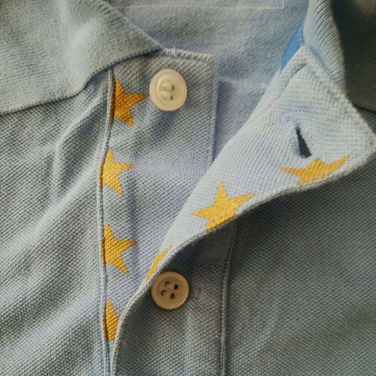 uniform experiment（ユニフォームエクスペリメント） スタープリント半袖鹿の子ポロシャツ カラー:ブルー表示 サイズ:3 