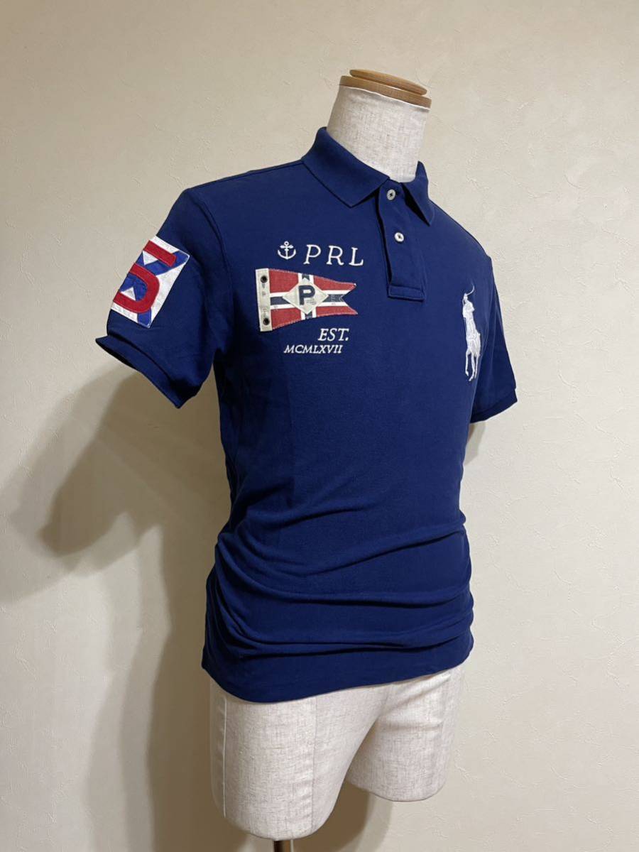 【良品】 Polo Ralph Lauren ポロ ラルフローレン ビッグポニー 鹿の子 ポロシャツ トップス サイズM 半袖 ネイビー 175/96A_画像8