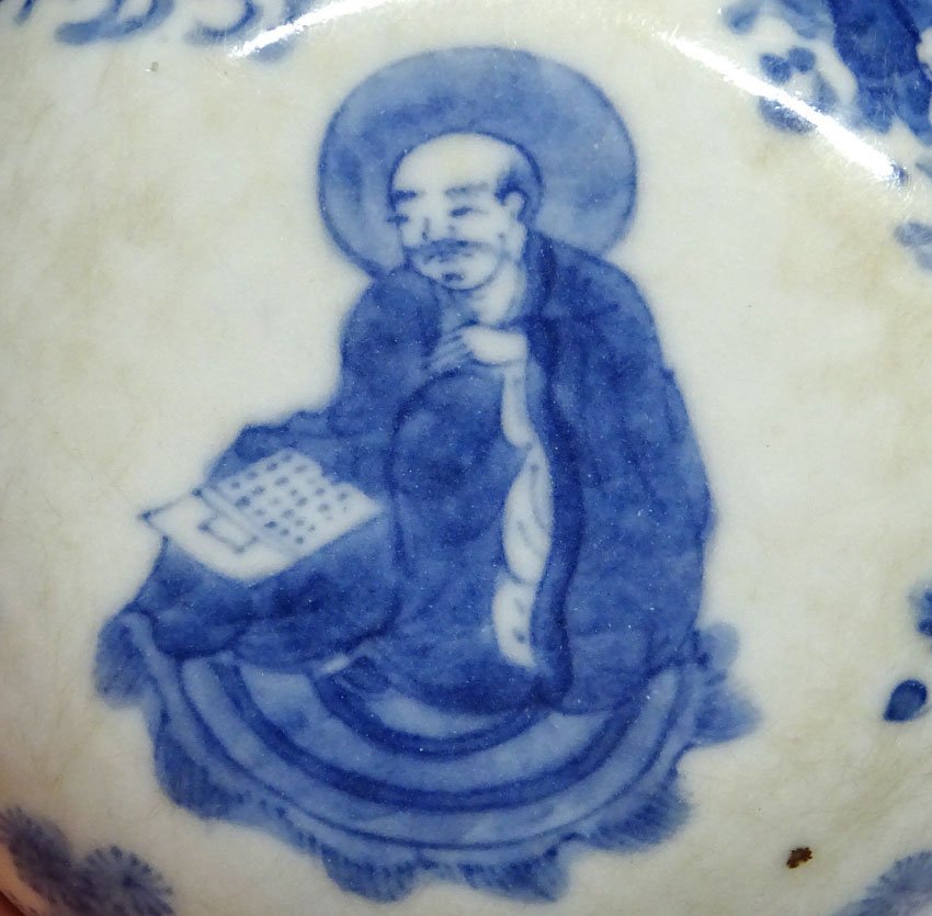 緑屋ft□ 中国古玩染付香合合子蓋物大清康熈年製唐物時代物i9/7-6371