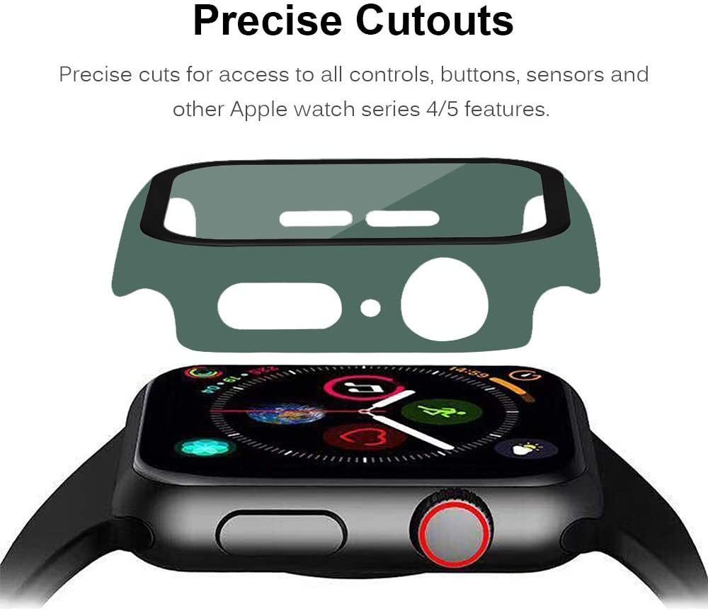 Apple Watch series 4/5/6 SE 40mm ケース アップルウォッチ 保護ケース ガラスフィルム 一体型 アップルウォッチカバー ダークグリーンの画像5