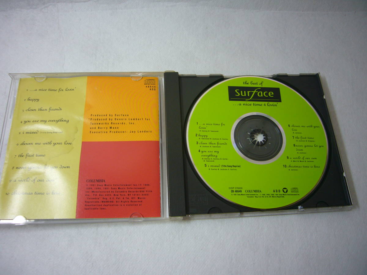 米国現地購入CD 「SURFACE」THE BEST OF SURFACE_画像2