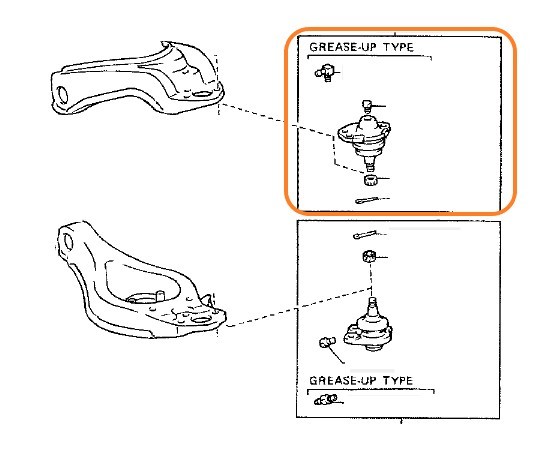 トヨタ クラウン 13クラウン GS130,JZS130/131, LS130/131,MS135 新品 純正 フロント アッパーアーム ボールジョイント 左右セット T0526-2_画像2