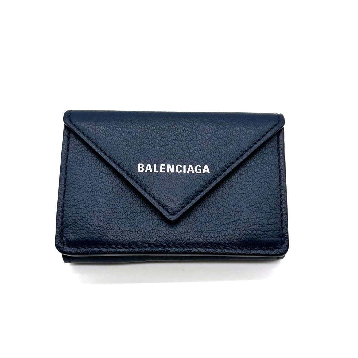 【美品】BALENCIAGA バレンシアガ ペーパーミニ コンパクトウォレット 三つ折り財布 