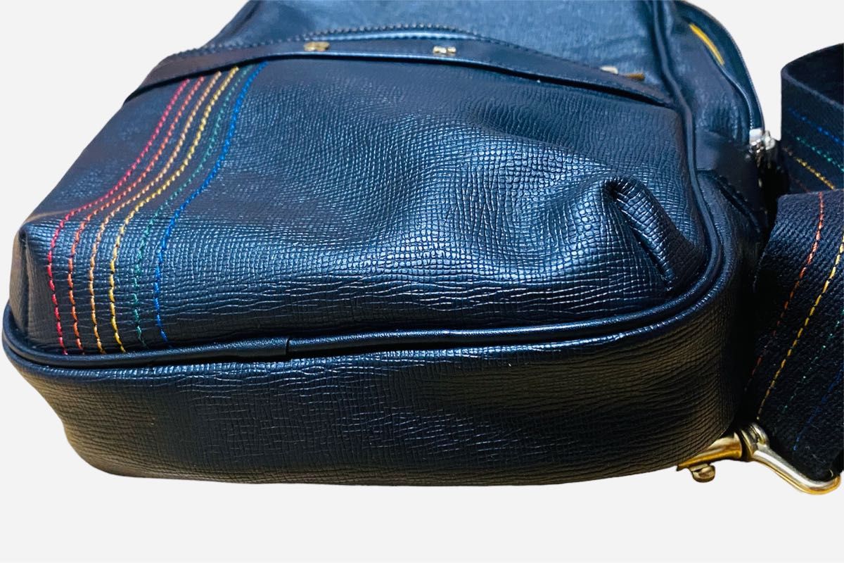 美品】カステルバジャック ショルダーバッグ 縦型 カラフルストライプ-