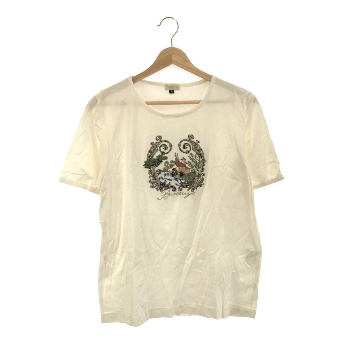 ◆中古品◆Burberrys バーバリー Tシャツ プルオーバー カットソー 刺繍 レディス Mサイズ アイボリー系 R75977NSＣの画像1