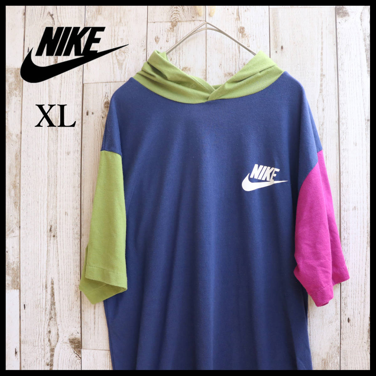 USED】ナイキ NIKE フード付き Tシャツ 90's USA 古着 ゆるだぼ ネイビー XLサイズ 送料無料｜PayPayフリマ