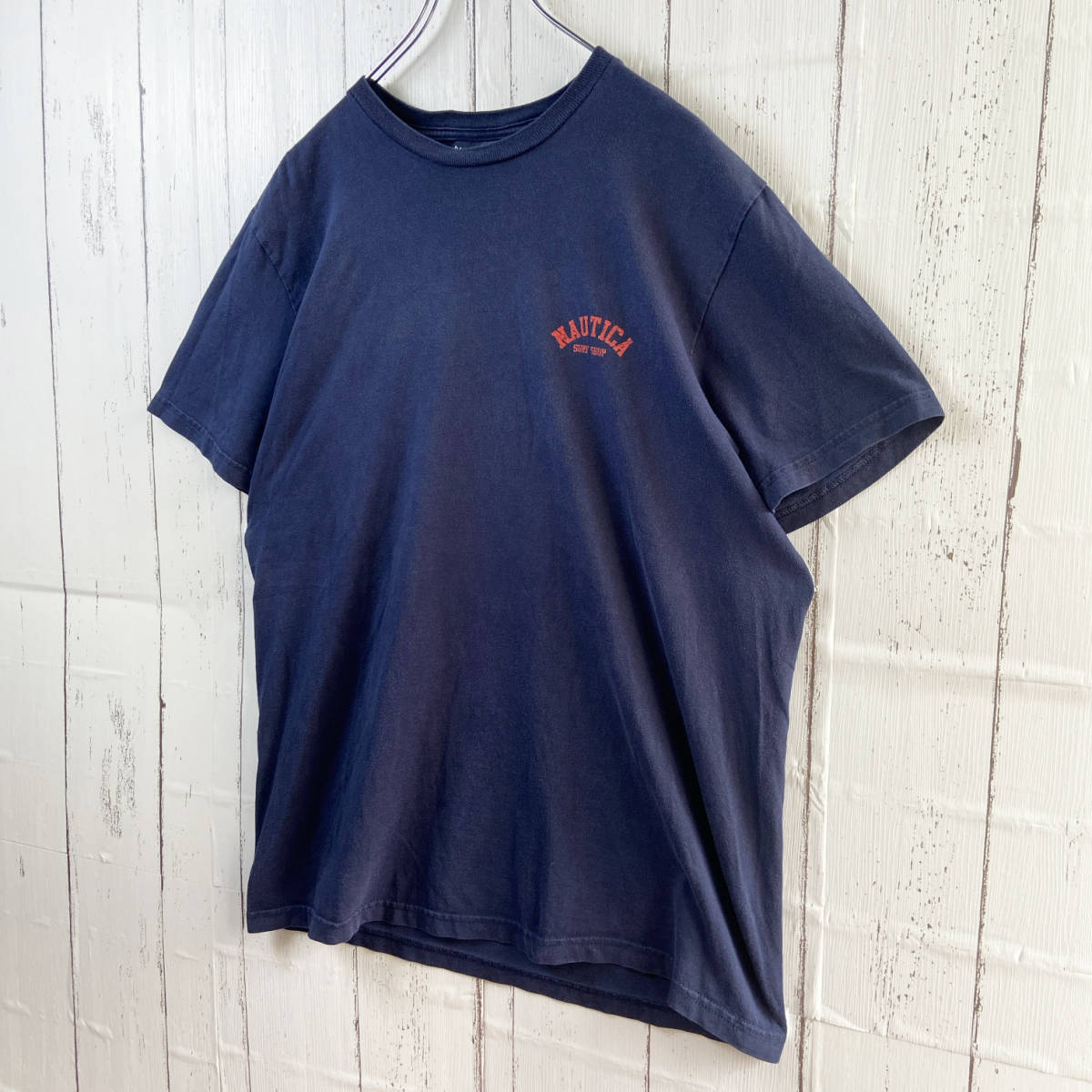 【USED】 ノーティカ NAUTICA Tシャツ ビッグロゴ 90s USA 古着 ネイビー Mサイズ (L相当) ☆送料無料☆_画像4