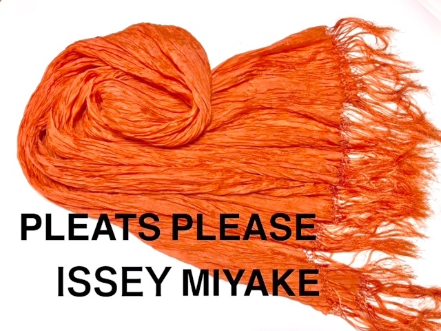  two point and more free shipping! P6 PLEATS PLEASE ISSEY MIYAKE pleat pulley z Issey Miyake large size long stole shawl orange 