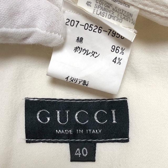 二点以上で送料無料！2A25 イタリア製 グッチ GUCCI 高級 コットン ジャケット ロゴ 金ボタン レディース 40 白ホワイト 上着_画像7