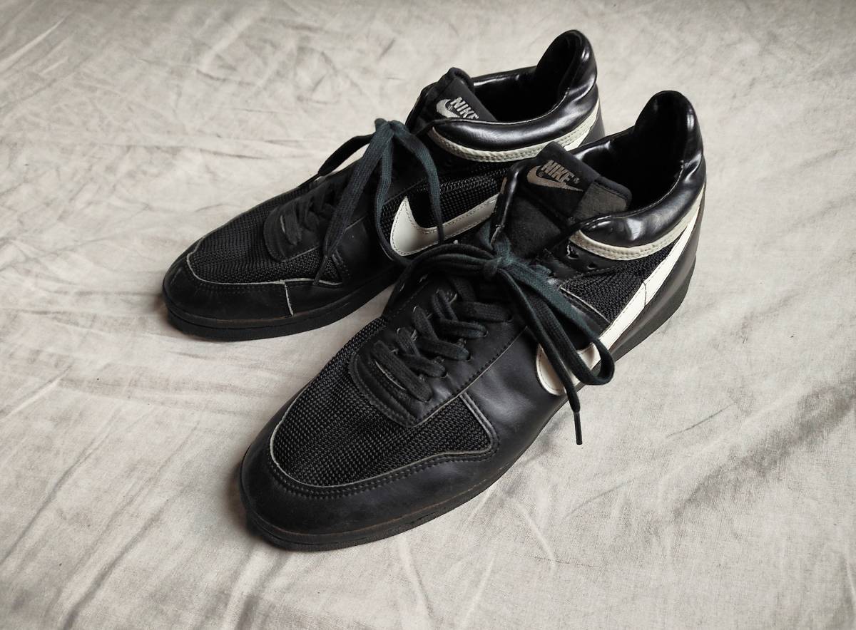ビンテージ レア 80’s 86年製 台湾製 NIKE ナイキ スニーカー 靴 レザー 黒 ブラック 12 2/1 ビッグサイズ ★8