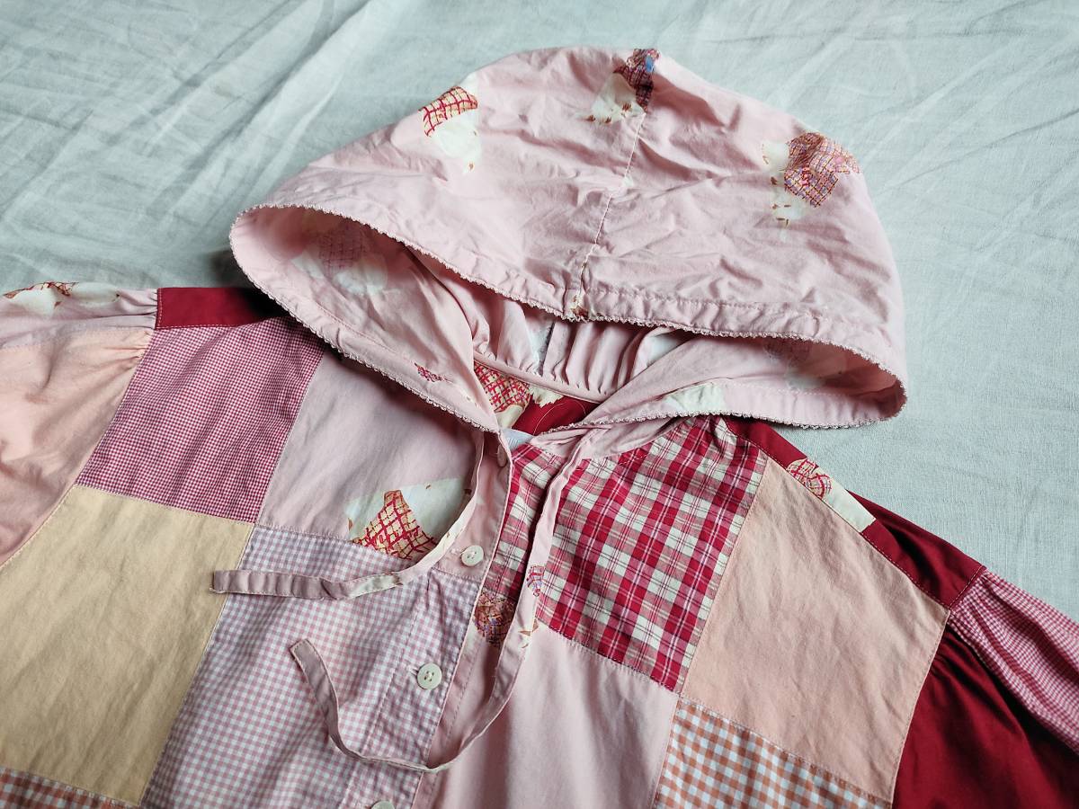 99AW ビンテージ PINK HOUSE ピンクハウス シャツ パーカー パッチワーク 犬 チェック マルチカラー 長袖 コットン F レディース ★8