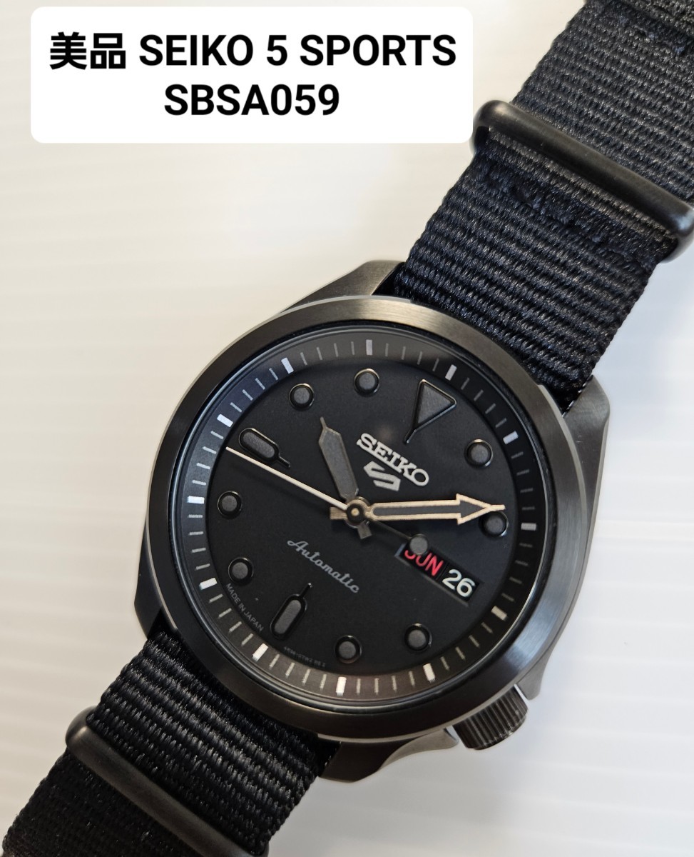 替えベルト付き SEIKO 5 SPORTS SBSA059 セイコー スポーツ 自動巻き ブラック ストリートスタイル メンズ腕時計