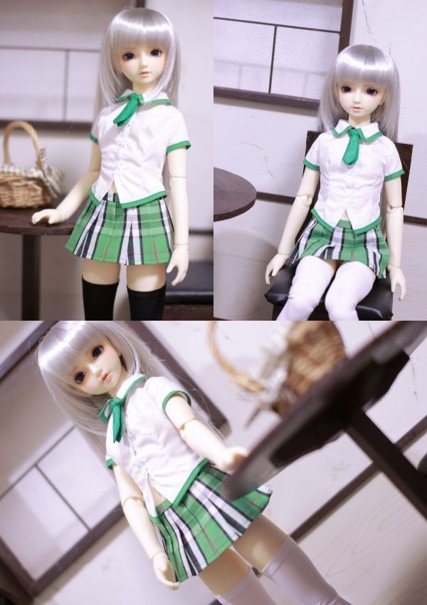 永久の幻】DD/DDS/SD用 ドルフィー ドール服 制服風衣装 カジュアルブラウス&チェックスカート スクールコーデセット 【グリーン】 - その他 永久の幻】DD/DDS/SD用 ドルフィー ドール服 制服風衣装 カジュアルブラウス&チェックスカート スクールコーデセット 【グリーン】 - その他