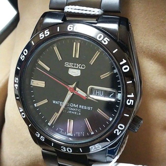 セイコーimport SEIKO 5 セイコーファイブ 自動巻き 海外モデル SNKE03KC メンズ ブラック：裏蓋スケルトン