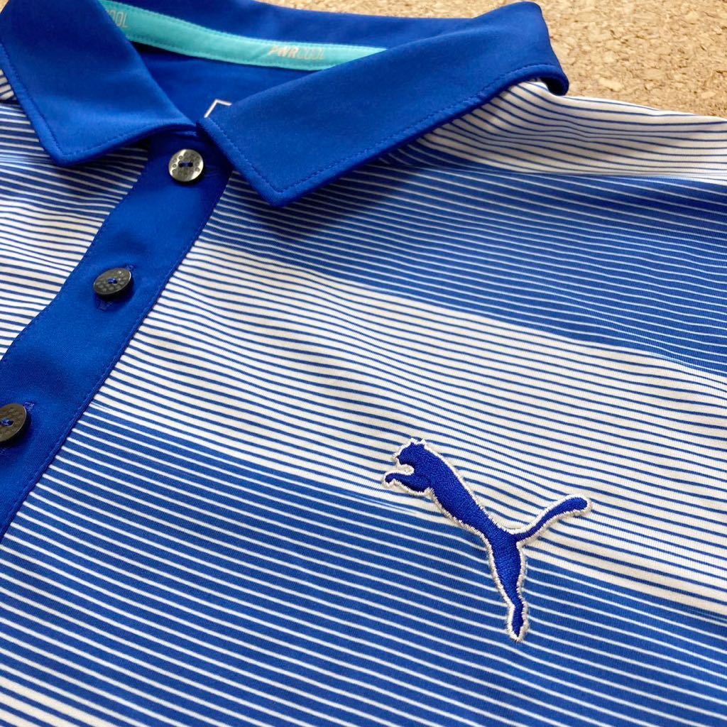【美品】プーマ PUMA ポロシャツ 半袖シャツ 半袖 ゴルフウェア GOLF golf ゴルフ Lサイズ メンズ 青 DRY _画像2