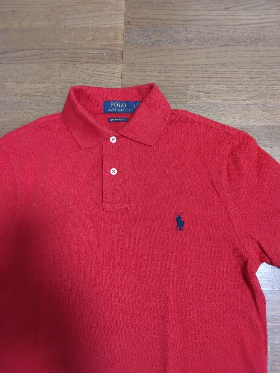 美品　RALPH LAUREN POLO ラルフローレン ポロシャツメンズ　赤　米国サイズS日本サイズM 綿100%