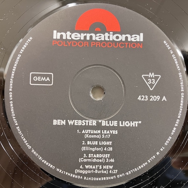 ■即決 JAZZ Ben Webster / Blue Light 423209 ej3687 独オリジナル、Mono ベン・ウェブスター_画像2