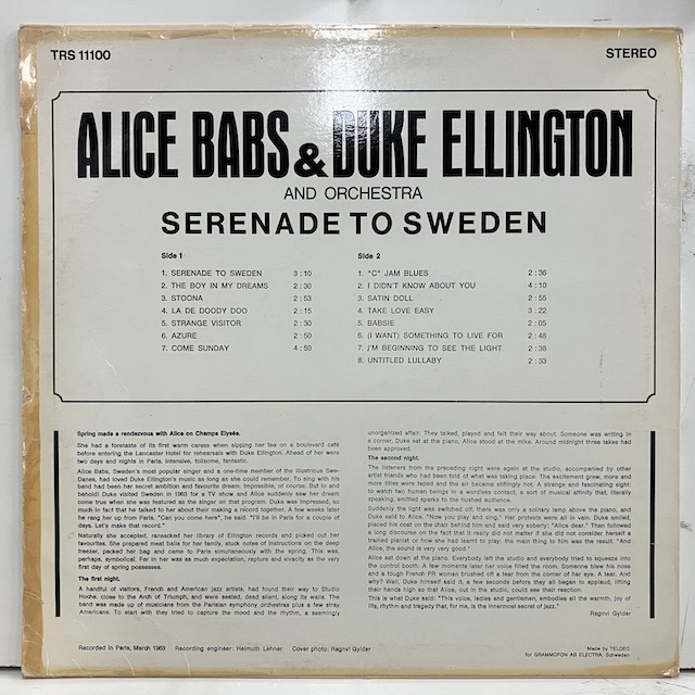 ■即決 VOCAL Alice Babs Duke Ellington / Serenade to Sweden Trs11100 jv5078 スウェーデン・オリジナル アリス・バブス_画像4