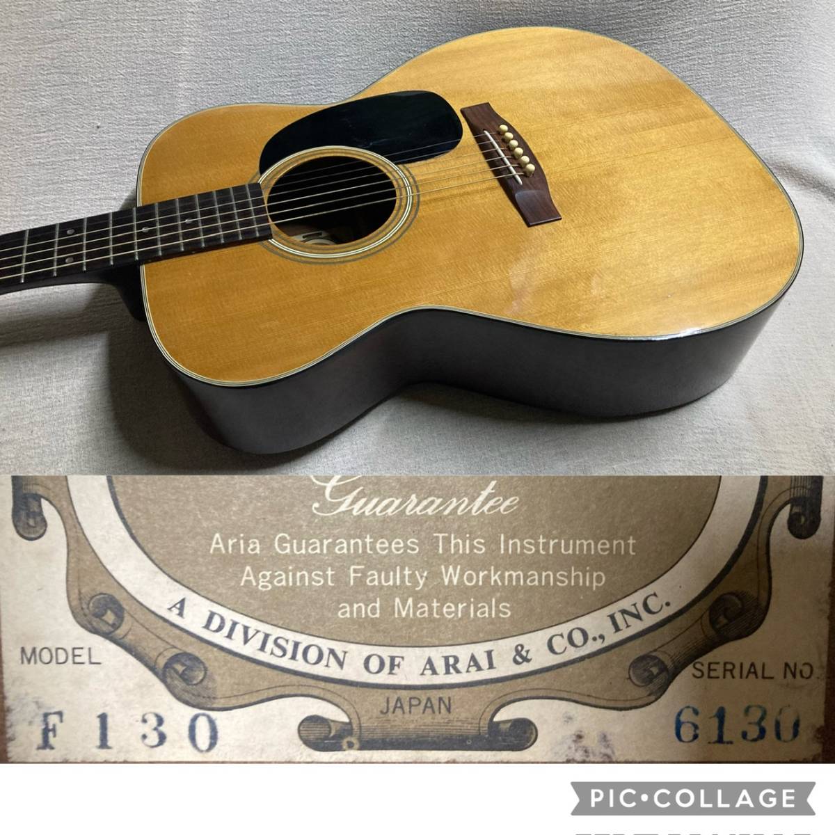 ARIA/ Aria Fork type acoustic guitar [F130] 1970 period middle period Martin Logo!