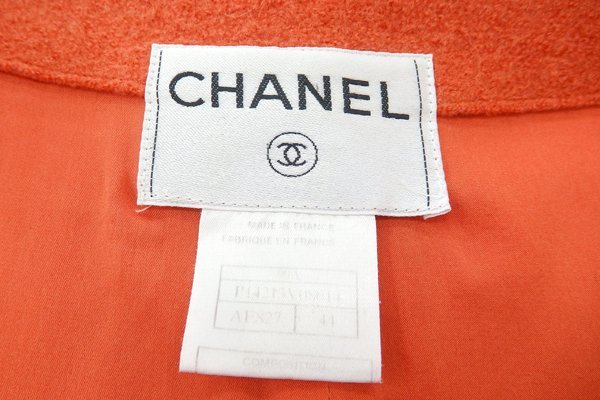 CHANEL/シャネル ノーカラージャケット 99A P14213 サイズ44 オレンジ